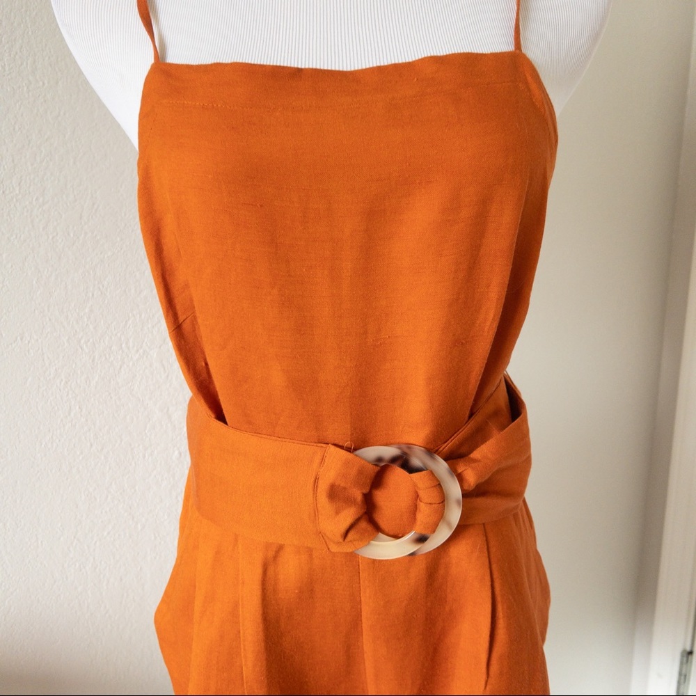 Trendy Boho Tortoiseshell Print Belt Strappy Romper | BURNT AMBER | SZ 2